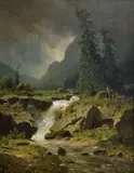 Adolf Chwala, Landscape in the storm with waterfall