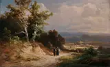 Hugo Ullik, Outside the city, oil on wood