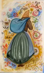 Josef Čapek, Saleswoman of embroidery, 1936, oil on canvas