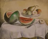 Otakar Kubín, Still-life with water melon and tray