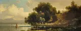 Hugo Ullik, The Ammersee Lake, oil on board