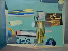 Václav Tikal, Atomic airport, 1946, oil on canvas