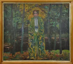 Antonín Hudeček, In forest, oil on canvas