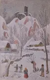 Zlenice in winter time by Josef Lada, 1943, kvaš na lepence, sold May 2012