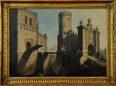 Ludvík Kohl, Knights´ scene, oil on wood