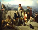 Jaroslav Čermák, Šimon Lomnický on Charles bridge, 1853, oil on canvas