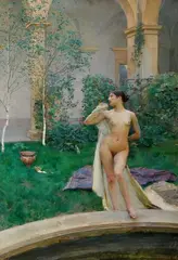 Vojtěch Hynais, Nude in the garden, 1896, oil on canvas