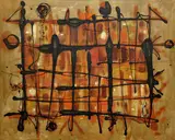 Richard Fremund, Black with orange, 1960, oil on canvas