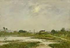 Eugène Louis Boudin, Břehy v Touques při velkém přílivu, 1895, olej na plátně