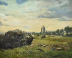 Wilhelm Riedel, Krajina s balvanem, olej na plátně
