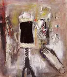 Růže pro krejčovskou pannu by Josef Jira, 1989, komb. tech. (olej, koláž) na plátně, sold May 2013