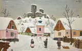Hrusická zima by Josef Lada, 1944, kvaš na kartonu, sold Dec 2013