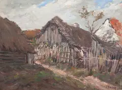 Jindřich Prucha, Cottages in Železné hory, 1913, oil on canvas