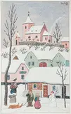 Josef Lada, Christmas atmosphere, 1944, gouache on cardboard