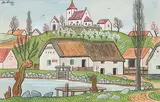 Josef Lada, Spring in Hrusice, 1943, gouache on cardboard
