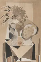 Emil Filla, Still life with a flower and a grape, 1938, Gouache and watercolour on canvas