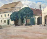 Miloš Jiránek, Old houses from 'Labská Týnice', 1909-1910, oil on canvas