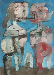Jaroslav Róna, Lovers, 1980, acrylic on jute