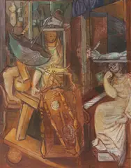 Endre Nemes, Metaphysical Interior, 1939, mixed technique on board