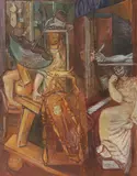Endre Nemes, Metaphysical Interior, 1939, mixed technique on board