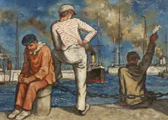 Cyril Bouda, Idlers at Le Havre, 1931, oil on canvas