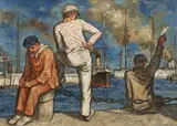 Cyril Bouda, Idlers at Le Havre, 1931, oil on canvas