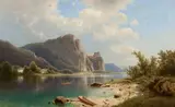 Adolf Chwala, On the Lake, 80´s of 19´th century, oil on canvas