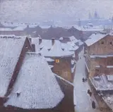 Václav Jansa, Malostranská střechy, 1910, olej na plátně
