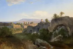 Pohled na Dyonýsovo ucho Syrakus by Max Haushofer, 1836, olej na plátně, sold Nov 2016