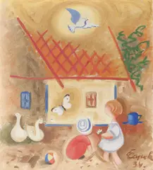 Josef Čapek, Dvoreček, 1934, olej na plátně