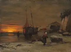 Hanuš Schwaiger, Lodi z Knocke, 1891-1892, olej na plátně fixovém na lepence