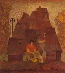 Miloš Alexander Bazovský, Jeseň, 1954, olej na dřevě
