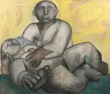 Milenci by Miloslav Hájek, 1949, kombinovaná technika na kartonu, sold Nov 2016