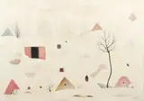 Václav Kiml, Bílá zasněžená, 1977, enkaustika na plátně lepeném na překližce