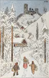 Josef Lada, Little carollers, 1942, gouache on paper