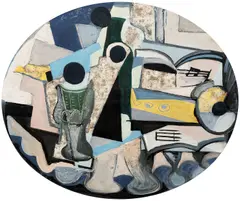 Emil Filla, Still life with glass and clarinet, 1926, oil and sand on canvas