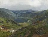 Otakar Lebeda, Cottage on the lake, oil on canvas