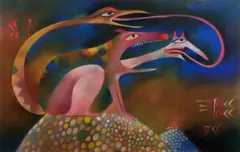 Adolf Born, Guardian of treasure, 1992, pastel on paper
