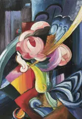 Antonín Procházka, Still life with vase and bouquet, 1915-1916, oil on cardboard