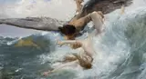 Beneš Knüpfer, In waves, okolo roku 1905, oil on canvas