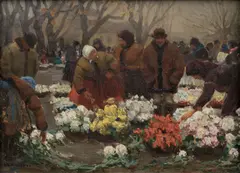 Teodor Jozef Mousson, Květinový trh, 1925 - 1930, olej na lepence