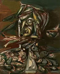 Endre Nemes, Fish, 1940, oil on plywood