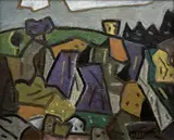 Josef Hron, Stráň, 1989, olej na plátně