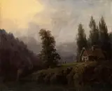 August Piepenhagen, Chaloupka v horách, 50. léta 19. století, olej na plátně