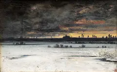 Zimní červánky by Anton Waldhauser, 1871, olej na dřevě, sold May 2018