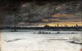 Anton Waldhauser, Zimní červánky, 1871, olej na dřevě