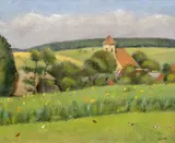 Blanice s kostelíkem by Otakar Kubín, 50. léta 20. století, olej na plátně, sold May 2018