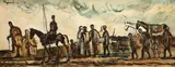 Cyprián Majerník, Sad voyage, 1944, comb. tech. (tempera, goauche) on cardboard