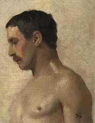 Mužský akt by Max Švabinský, 1892–1894, olej na plátně fixovaném na kartonu, sold May 2018