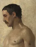 Max Švabinský, Mužský akt, 1892–1894, olej na plátně fixovaném na kartonu